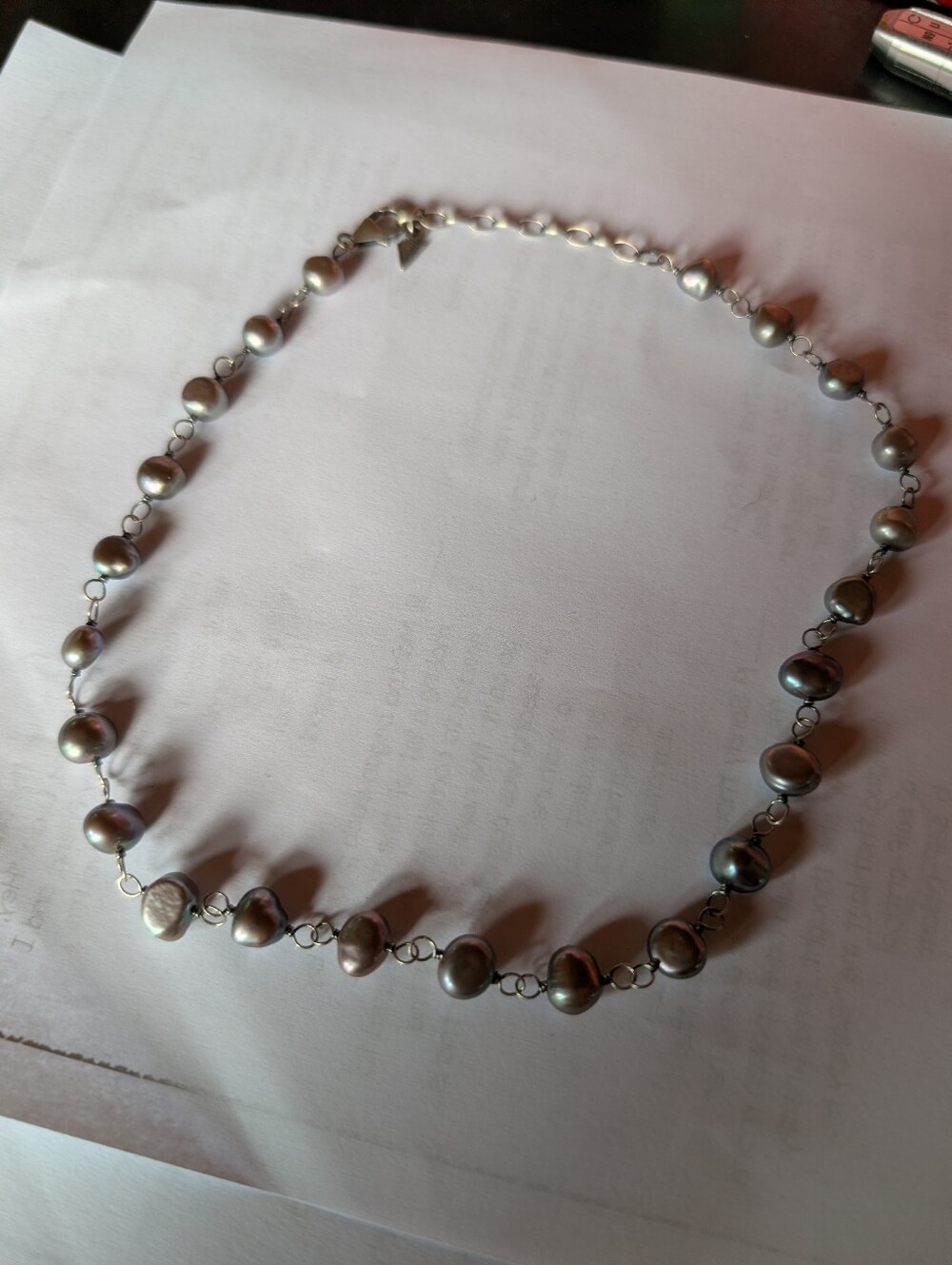 Silpada Retired #N1183 Sterling Silver Gray Pearl Strand Necklace 42 cm